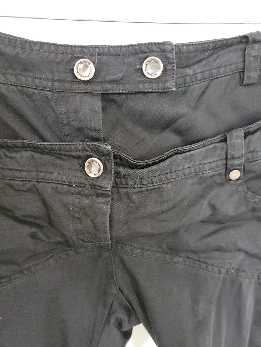 Patrizia Pepe Black Double Waist Cigarette Pants Y2K Utility Moto IT42 US6